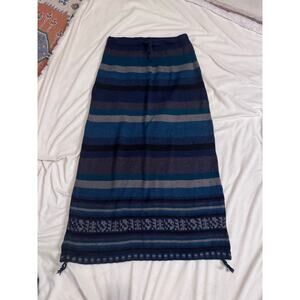 Alpaca Artesanias Yana long skirt adjustable tie waist sz m blue striped